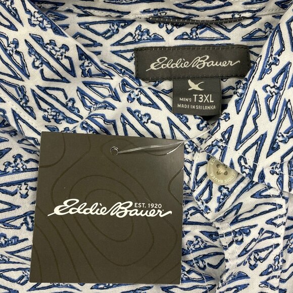 Eddie Bauer Mens Short Sleeve Button-Up Shirt White & Blue Size 3XL - New - Picture 6 of 10